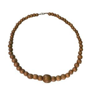 Women's Wooded Beaded Necklace